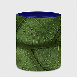 Кружка 3D Текстура зелёной листы, цвет: 3D-белый + синий — фото 2