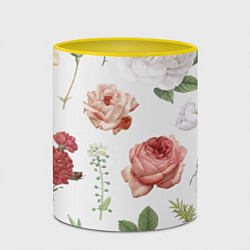 Кружка 3D Гербарий цветов на белом фоне, цвет: 3D-белый + желтый — фото 2