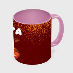 Кружка 3D Вера осенняя лисичка, цвет: 3D-белый + розовый