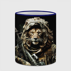 Кружка 3D Лев боец спецназа, цвет: 3D-синий кант — фото 2