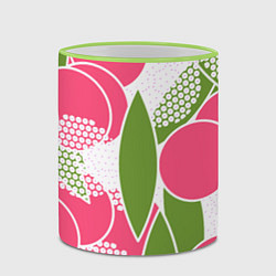 Кружка 3D Абстракция круги и зеленый лист, цвет: 3D-светло-зеленый кант — фото 2