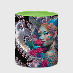 Кружка 3D Japanese beauty - irezumi, цвет: 3D-белый + светло-зеленый — фото 2