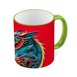Кружка 3D Japanese dragon - irezumi, цвет: 3D-светло-зеленый кант