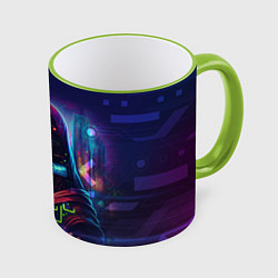 Кружка 3D Cyberpunk Mona Lisa, цвет: 3D-светло-зеленый кант