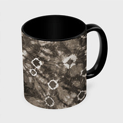 Кружка 3D Коричневый тай-дай, цвет: 3D-белый + черный