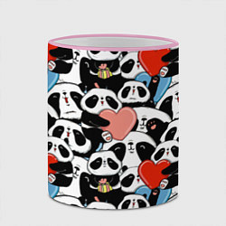 Кружка 3D Панды с сердечками, цвет: 3D-розовый кант — фото 2