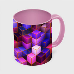 Кружка 3D Цветные кубики, цвет: 3D-белый + розовый