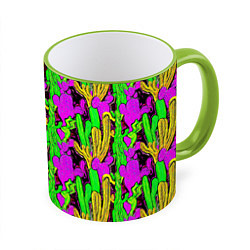 Кружка 3D Абстрактные кактусы, цвет: 3D-светло-зеленый кант