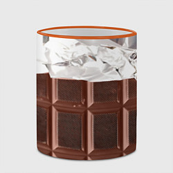 Кружка 3D Темная плитка шоколада в обертке, цвет: 3D-оранжевый кант — фото 2