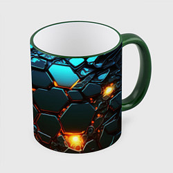 Кружка 3D Объемные разломленные плитки, цвет: 3D-зеленый кант