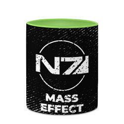 Кружка 3D Mass Effect с потертостями на темном фоне, цвет: 3D-белый + светло-зеленый — фото 2