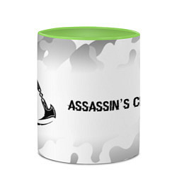 Кружка 3D Assassins Creed glitch на светлом фоне: надпись и, цвет: 3D-белый + светло-зеленый — фото 2