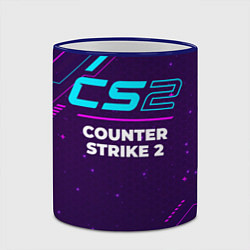 Кружка 3D Символ Counter Strike 2 в неоновых цветах на темно, цвет: 3D-синий кант — фото 2