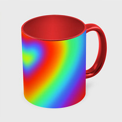Кружка 3D Сердце - радужный градиент, цвет: 3D-белый + красный