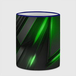 Кружка 3D Черные пластины с зеленым свечением, цвет: 3D-синий кант — фото 2
