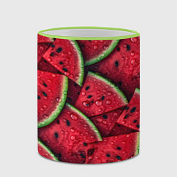 Кружка 3D Сочная текстура из долек арбуза, цвет: 3D-светло-зеленый кант — фото 2