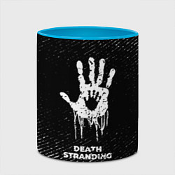 Кружка 3D Death Stranding с потертостями на темном фоне, цвет: 3D-белый + небесно-голубой — фото 2