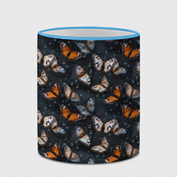 Кружка 3D Бабочки и капли - паттерн, цвет: 3D-небесно-голубой кант — фото 2