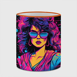 Кружка 3D Lady - retrowave style, цвет: 3D-оранжевый кант — фото 2