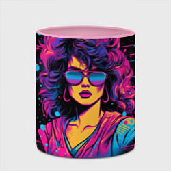 Кружка 3D Lady - retrowave style, цвет: 3D-белый + розовый — фото 2