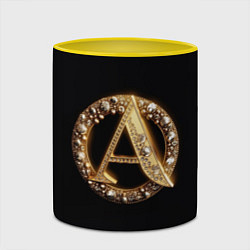 Кружка 3D Ювелирная буква А, цвет: 3D-белый + желтый — фото 2