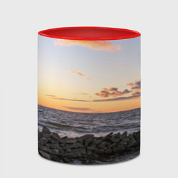 Кружка 3D Закат солнца на Финском заливе, цвет: 3D-белый + красный — фото 2