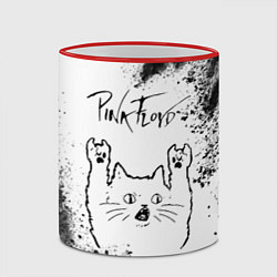 Кружка 3D Pink Floyd рок кот на светлом фоне, цвет: 3D-красный кант — фото 2