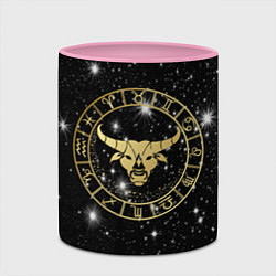 Кружка 3D Телец золотой на звездном небе, цвет: 3D-белый + розовый — фото 2