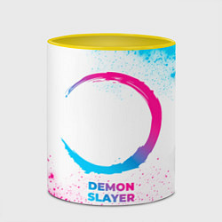 Кружка 3D Demon Slayer neon gradient style, цвет: 3D-белый + желтый — фото 2