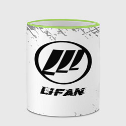 Кружка 3D Lifan speed на светлом фоне со следами шин, цвет: 3D-светло-зеленый кант — фото 2