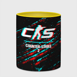 Кружка 3D Counter-Strike 2 в стиле glitch и баги графики на, цвет: 3D-белый + желтый — фото 2