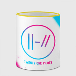 Кружка 3D Twenty One Pilots neon gradient style, цвет: 3D-желтый кант — фото 2