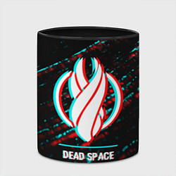Кружка 3D Dead Space в стиле glitch и баги графики на темном, цвет: 3D-белый + черный — фото 2