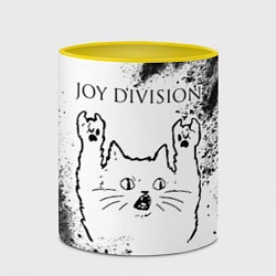 Кружка 3D Joy Division рок кот на светлом фоне, цвет: 3D-белый + желтый — фото 2