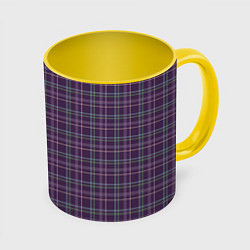 Кружка 3D Джентльмены Шотландка темно-фиолетовая, цвет: 3D-белый + желтый