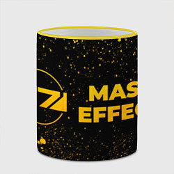 Кружка 3D Mass Effect - gold gradient: надпись и символ, цвет: 3D-желтый кант — фото 2
