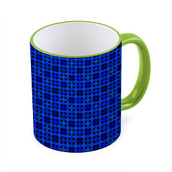 Кружка 3D Сине-зеленый геометрический узор, цвет: 3D-светло-зеленый кант