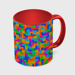 Кружка 3D Крупные блоки Тетрис, цвет: 3D-белый + красный