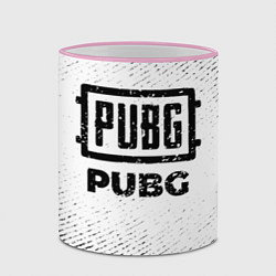 Кружка 3D PUBG с потертостями на светлом фоне, цвет: 3D-розовый кант — фото 2