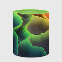 Кружка 3D Объемная радужная поверхность, цвет: 3D-белый + светло-зеленый — фото 2