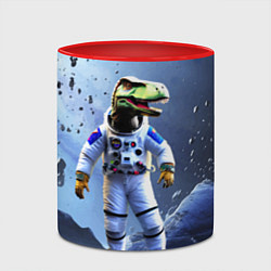 Кружка 3D Тираннозавр-космонавт, цвет: 3D-белый + красный — фото 2