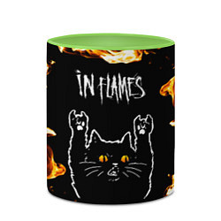 Кружка 3D In Flames рок кот и огонь, цвет: 3D-белый + светло-зеленый — фото 2