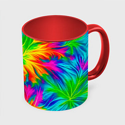 Кружка 3D Тай-дай кислотные краски, цвет: 3D-белый + красный