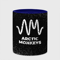 Кружка 3D Arctic Monkeys с потертостями на темном фоне, цвет: 3D-белый + синий — фото 2