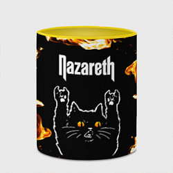 Кружка 3D Nazareth рок кот и огонь, цвет: 3D-белый + желтый — фото 2