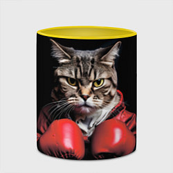 Кружка 3D Cat boxing, цвет: 3D-белый + желтый — фото 2