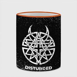 Кружка 3D Disturbed с потертостями на темном фоне, цвет: 3D-оранжевый кант — фото 2