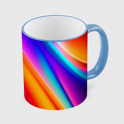 Кружка 3D Неоновая радуга, цвет: 3D-небесно-голубой кант