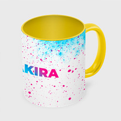 Кружка 3D Akira neon gradient style: надпись и символ, цвет: 3D-белый + желтый