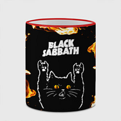 Кружка 3D Black Sabbath рок кот и огонь, цвет: 3D-красный кант — фото 2